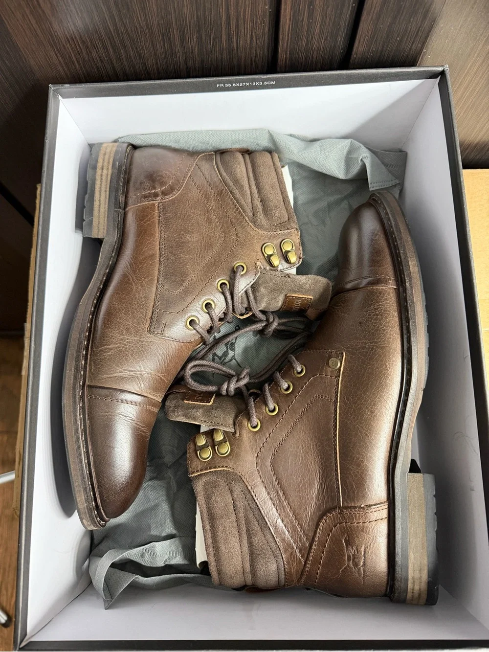 Rodd & Gunn Brown Leather Lace-Up Cap-Toe Boots